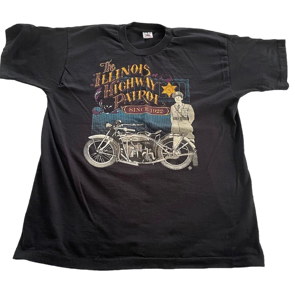 Illinois Highway Patrol T-Shirt Black Short Sleeve Fruit Of The Loom Cotton XL